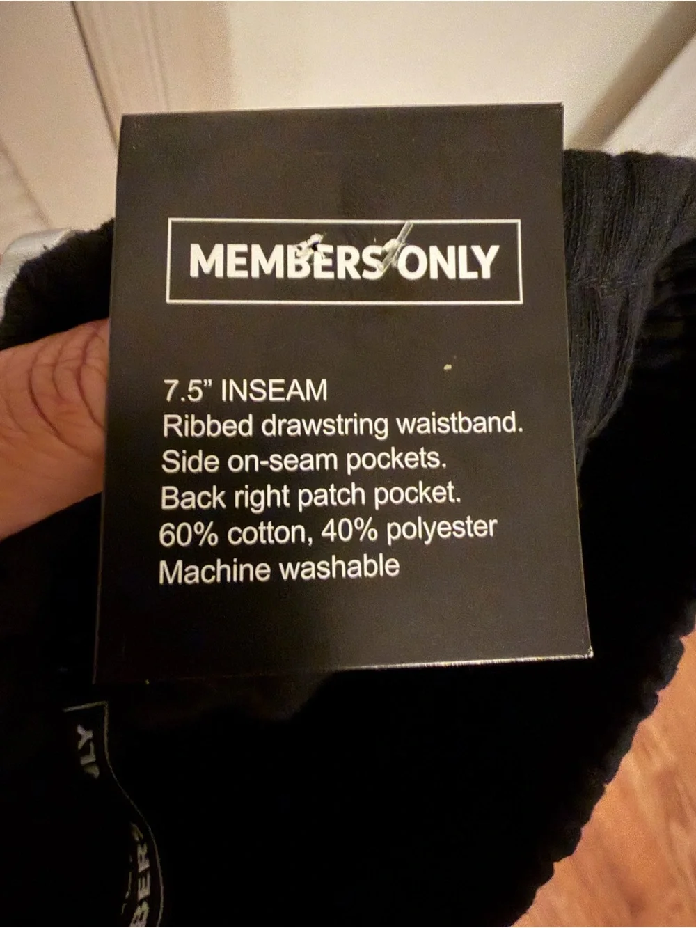 NWT Members Only Men’s Fleece Shorts, Sz Sm, Black, Pockets, Teddy Academ
